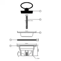 Spust zlewozmywakowy 1 1/2&quot;x40 mm z sitem ze stali nierdzewnej i korkiem gumowym z uchwytem MCALPINE HC15