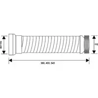 Przyłącze kanalizacyjne elastyczne L-360 mm, wejście 90-110 mm, wyjście 110 mm MCALPINE WC6