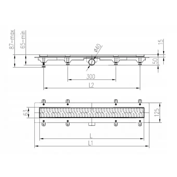 JOMOTech Pakiet EXCLUSIVE 40 / Odpływ liniowy 750 mm / maskownica 2-stronna FLIS / mata WERIT 175-30750400-00