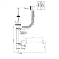 Syfon zlewozmywakowy rurowy 11/2&quot;x50mm z podłączeniem pralki lub zmywarki, spust z przelewem MCALPINE HC7HC17PR