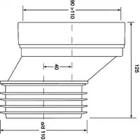 Przyłącze kanalizacyjne, krótkie L-125 mm, wejście 90-110 mm, wyjście 110 mm z przesunięciem mimośr. 40 mm MCALPINE HC38