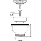 Spust zlewozmywakowy 1 1/2&quot; x 113 mm z sitkiem wyciąganym ze stali nierdzewnej MCALPINE BSW50P-POL