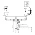 Syfon zlewozmywakowy rurowy podwójny 3,5&quot; x 50 mm z podłączeniem pralki lub zmywarki, przelew MCALPINE HC7HC12R-POL1