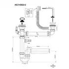 Syfon zlewozmywakowy rurowy podwójny 11/2&quot;X50mm z podłączeniem pralki i zmywarki, przelew MCALPINE HC7+DO2-U