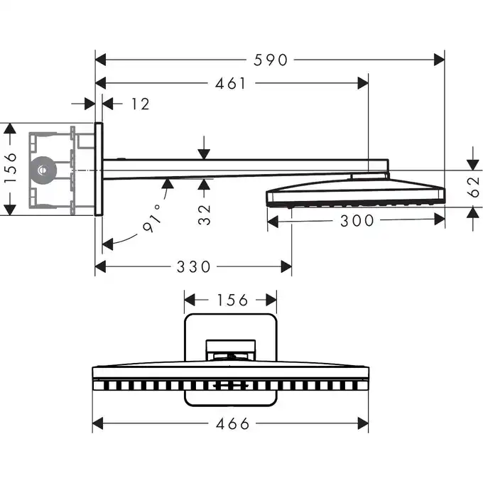 AXOR ShowerSolutions Głowica prysznicowa 460/300 3 jet z ramieniem prysznicowym HANSGROHE 35276000