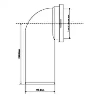 Przyłącze kanalizacyjne MCALPINE WCE-CON9 długie 220 mm, wejście 90-118 mm, wyjście 110 mm, kąt 90