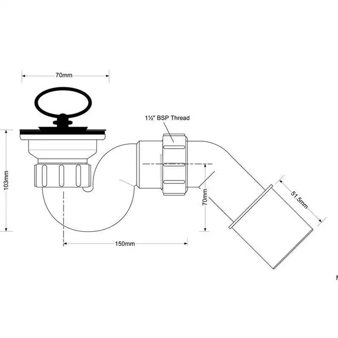 Syfon brodzikowy 11/2&quot;x50mm spust ze stali nierdzewnej z korkiem gumowym MCALPINE HC25-POL