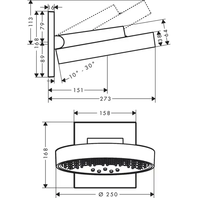 Rainfinity Głowica prysznicowa 250 3jet z przyłączem sufitowym HANSGROHE 26232000