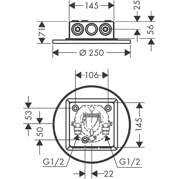 AXOR ShowerSolutions Głowica prysznicowa 250 2jet podtynkowa HANSGROHE 35298000