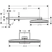 Rainmaker Select Głowica prysznicowa 460 1jet z ramieniem prysznicowym HANSGROHE 24003400