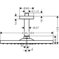 Raindance E Głowica prysznicowa 300 1jet z przyłączem sufitowym HANSGROHE 26250700