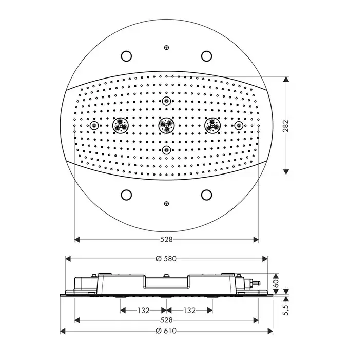 Raindance Rainmaker Głowica prysznicowa 600 3jet z oświetleniem HANSGROHE 26117000