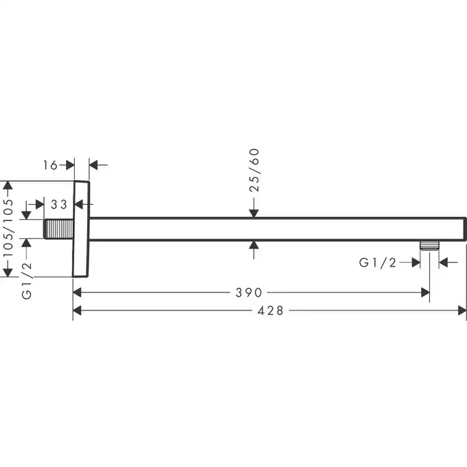 Ramię prysznicowe square 38.9 cm HANSGROHE 27694990