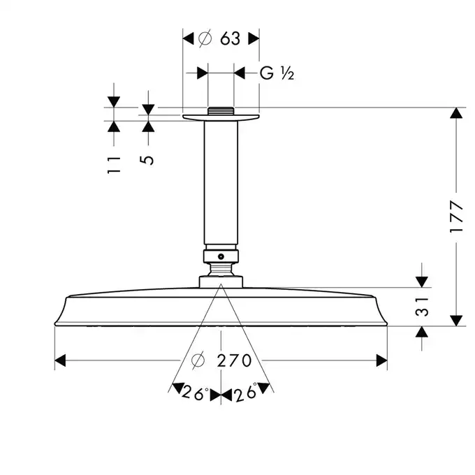 Raindance Classic Głowica prysznicowa 240 1jet z przyłączem sufitowym HANSGROHE 27405090