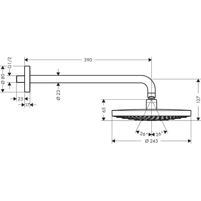 Raindance Select S Głowica prysznicowa 240 2jet EcoSmart 9 l/min z ramieniem prysznicowym HANSGROHE 26470400