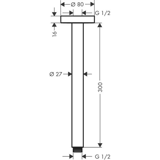 Przyłącze sufitowe S 300 mm HANSGROHE 27389700