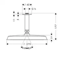 Raindance Classic Głowica prysznicowa 240 1jet z przyłączem sufitowym HANSGROHE 27405090