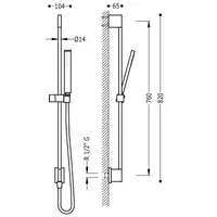 Drążek przesuwny z ujęciem wody w ścianie Ø 14 mm dł. 760 mm Matowa biel TRES 03493201BM