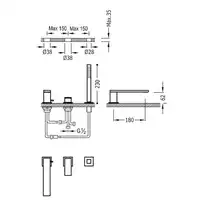 Bateria wannowa trzyotworowa z słuchawka antical Stal TRES 00616105AC