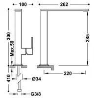 Bateria umywalkowa wylewka 34x10 mm Matowa czerń TRES 00648501NM