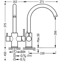 Bateria zlewozmywakowa stojąca Chrom TRES 03045501