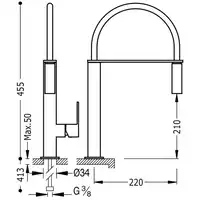 Bateria zlewozmywakowa stojąca Stal TRES 00648701AC