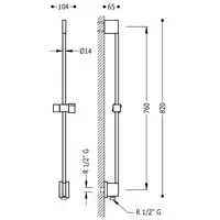 Drążek przesuwny z ujęciem wody w ścianie Ø 14 mm dł. 760 mm Chrom TRES 03493299