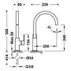 Bateria umywalkowa wylewka 22x22 mm Złoto 24K TRES 00660702OR