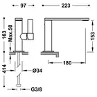 Bateria umywalkowa wylewka 34x10 mm Matowa biel TRES 21120501BM