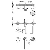 Bateria wannowa trzyotworowa ALPLUS Chrom TRES 20316102