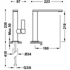 Bateria umywalkowa wylewka 34x10 mm Metalizowana czerń TRES 21130501KM