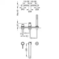 Bateria wannowa trzyotworowa MAX Chrom TRES 06216103