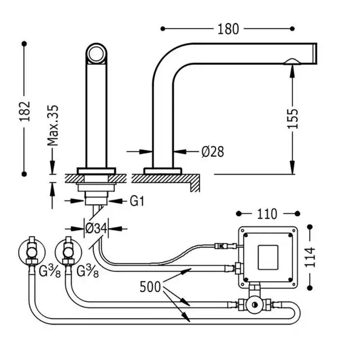 Mieszalnik baterii elektronicznej umywalkowej TOUCH‑TRES Chrom TRES 06144801