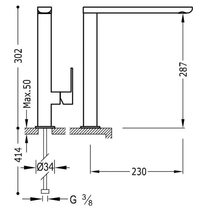 Bateria umywalkowa wylewka 35x15 mm Matowa biel TRES 20020503BM