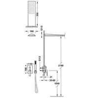 Zestaw natryskowy z baterią podtynkową Rapid-Box z regulacją strumienia 160x550 mm Stal TRES 20228005AC