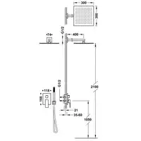 Jednouchwytowa bateria podtynkowa Rapid-Box (2-drożna) z regulacją strumienia 300x300 mm Stal TRES 00628004AC