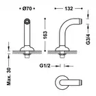 Kolanko adapter wanna‑prysznic 2 sztuki z tłumikiem Stal TRES 24287101AC