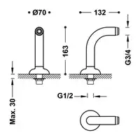 Kolanko adapter wanna‑prysznic 2 sztuki z tłumikiem Chrom TRES 24287101