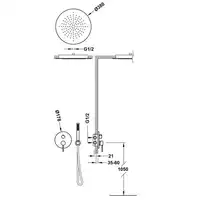 Zestaw natryskowy z baterią podtynkową Rapid-Box z regulacją strumienia Ø 380 mm Złoto 24K TRES 26228005OR