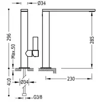 Bateria umywalkowa wylewka 34x10 mm 24-karatowe różowe złoto TRES 21140501OP