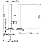 Bateria umywalkowa wylewka 34x10 mm Czerń metalizowana szczotkowana TRES 21140501KMB