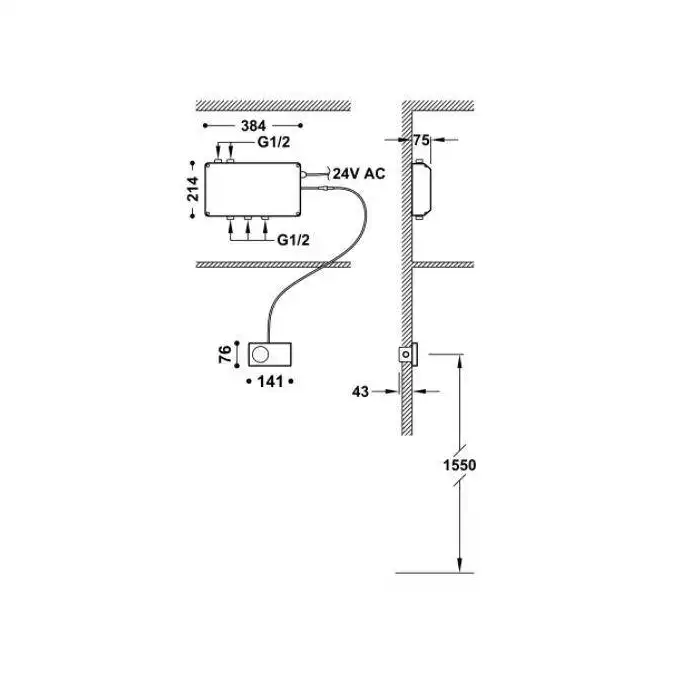 Wbudowany system elektronicznej kontroli termostatycznej Shower Technology Blue EditionCzarny-Chrom TRES 49288398