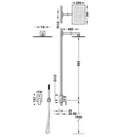 Zestaw natryskowy z baterią podtynkową z regulacją strumienia 300x200 mm Chrom TRES 00698003