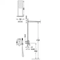 Zestaw natryskowy z baterią podtynkową Rapid-Box z regulacją strumienia 160x550 mm Złoto 24K TRES 21128005OR