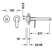 Bateria podtynkowa umywalkowa, wylewka 237 mm Chrom TRES 20430002