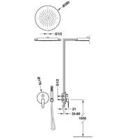 Zestaw natryskowy z baterią podtynkową Rapid-Box z regulacją strumienia Ø 380 mm Chrom TRES 20528005