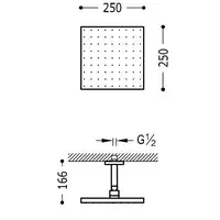 Ramię z natryskiem sufitowym z kolankiem 250x250 mm Chrom TRES 03412102