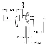 Bateria podtynkowa umywalkowa, wylewka 180 mm Chrom TRES 20530011