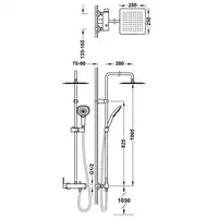 Komplet słuchawka-drążek 250x250 mm Chrom TRES 08119302