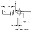 Bateria podtynkowa umywalkowa, wylewka 180 mm Chrom TRES 20530011